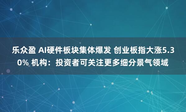 乐众盈 AI硬件板块集体爆发 创业板指大涨5.30% 机构：投资者可关注更多细分景气领域